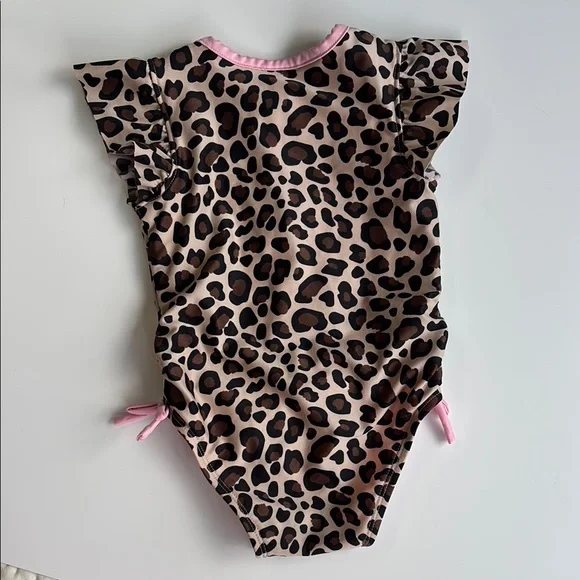 Cat & Jack Leopard Animal Print Baby 18M Swimsuit with Pink Accents One Piece - Picture 2 of 4